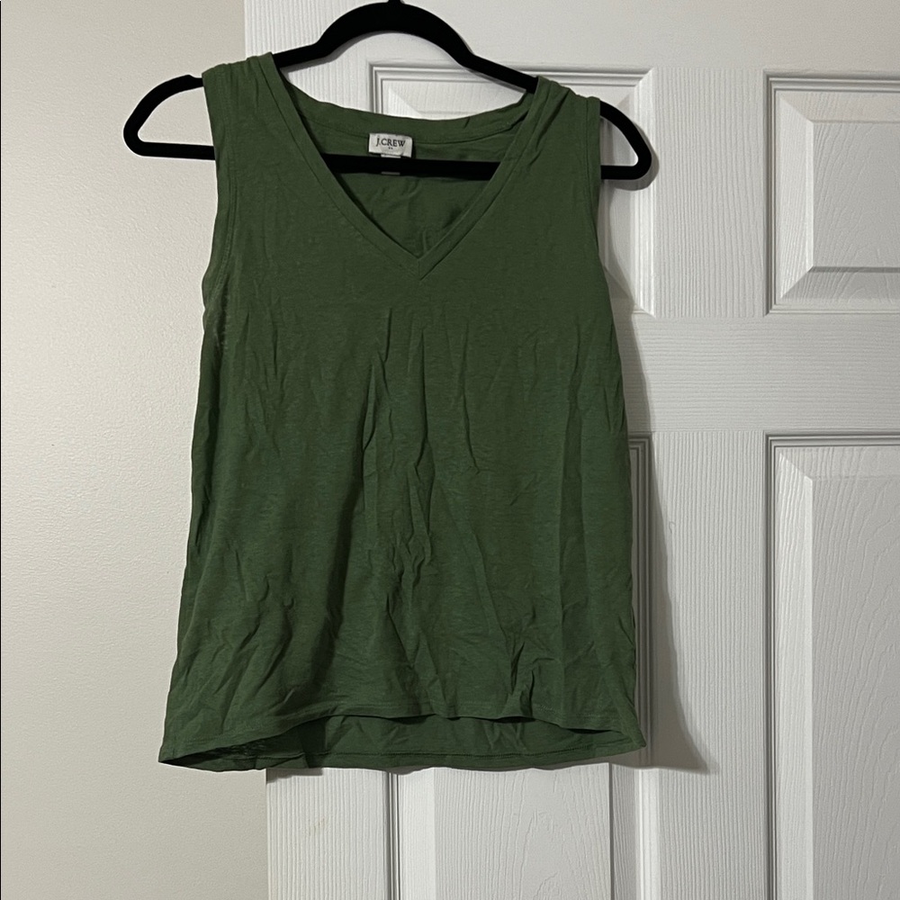 J. Crew Forest Green V-Neck Tank Top
